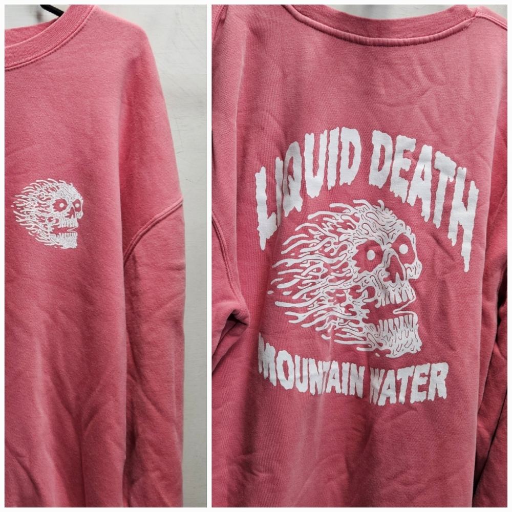 Liquid Death Mountain Water XXL Pink Oversized Crewneck Sweatshirt Mens Unisex